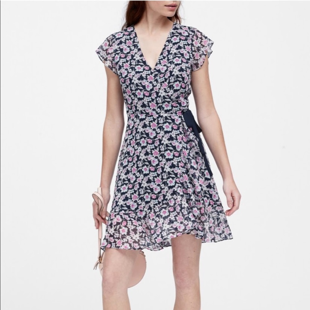 NWT Banana Republic Faux-Wrap Floral Dress